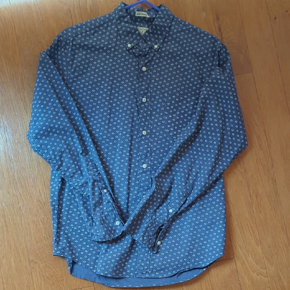 J. Crew Blue Casual Button Down Shirt with Micro-Print